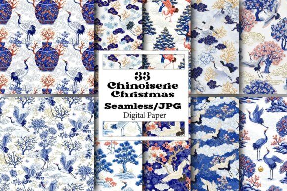 Chinoiserie Christmas Digital Papers: A Versatile and Creative Resource