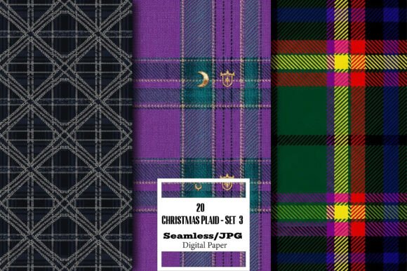 Christmas Plaid Seamless Patterns: Set 3