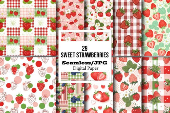 Explore Endless Creativity with Sweet Strawberries Digital Paper Pack