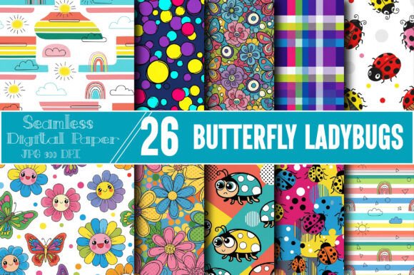 Explore the Charm of Butterfly Ladybugs Digital Paper