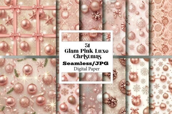 Explore the Versatility of Glam Pink Luxe Christmas Digital Papers
