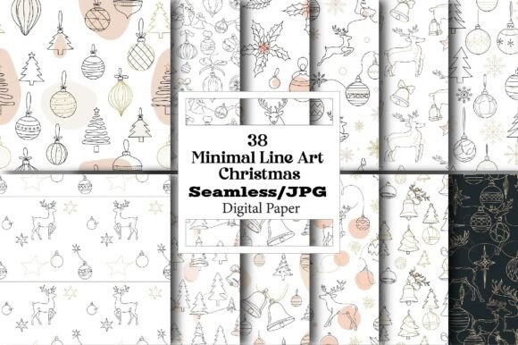 Exploring the Versatility of Minimal Line Art Christmas Digital Paper
