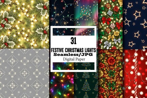 Festive Christmas Lights Digital Papers