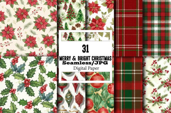 Merry Bright Christmas Digital Paper