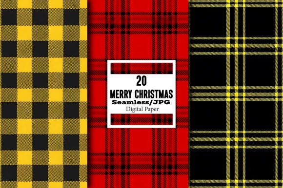 Merry Christmas Plaid Pattern Set 24