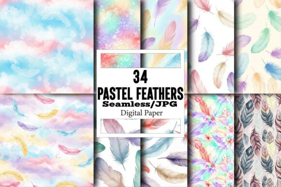Pastel Feathers Digital Paper Set: A Versatile and Creative Design Solution