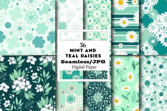 Strategic Use of Mint and Teal Daisies Digital Paper Pack for Creative and Business Success