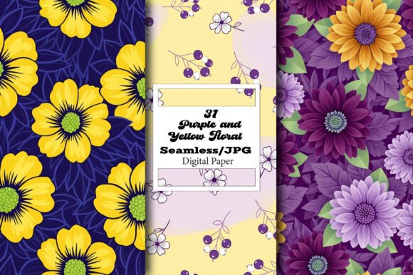 The Versatile Appeal of Purple and Yellow Floral Digital Paper
