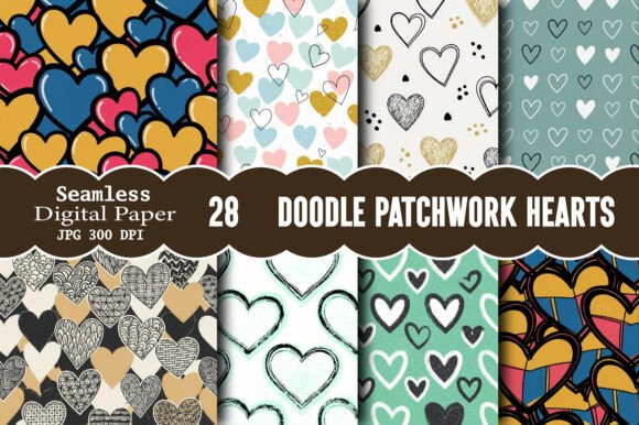The Versatile Charm of Doodle Patchwork Hearts Digital Pattern
