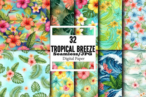 Tropical Breeze Seamless Digital Pattern: A Versatile Design for Creative Projects