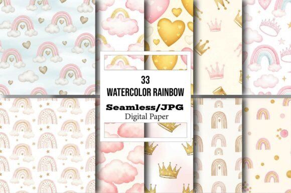 Watercolor Rainbow Papers for Creative Girls