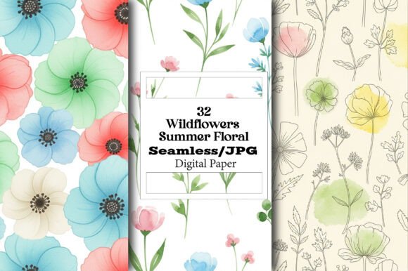 Wildflowers Summer Floral Digital Paper